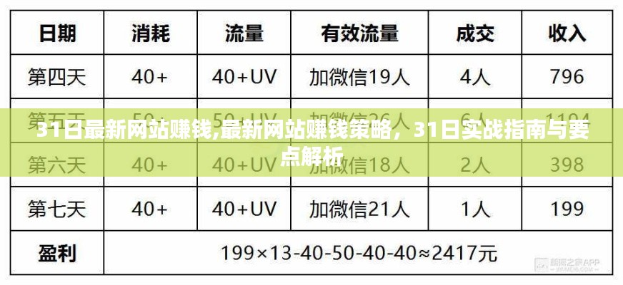 最新网站赚钱实战指南，31日策略与要点解析