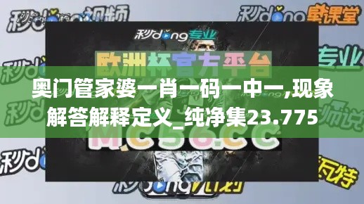 奥门管家婆一肖一码一中一,现象解答解释定义_纯净集23.775