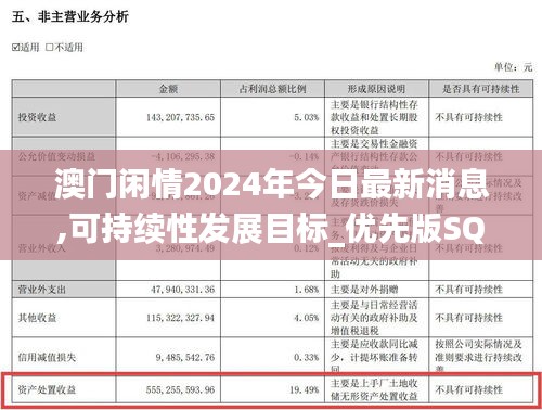 澳门闲情2024年今日最新消息,可持续性发展目标_优先版SQR346.68