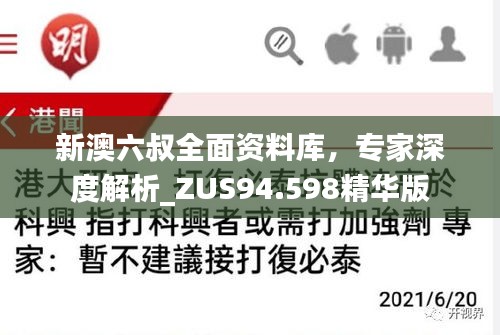 新澳六叔全面资料库，专家深度解析_ZUS94.598精华版