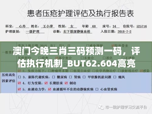 澳门今晚三肖三码预测一码，评估执行机制_BUT62.604高亮版