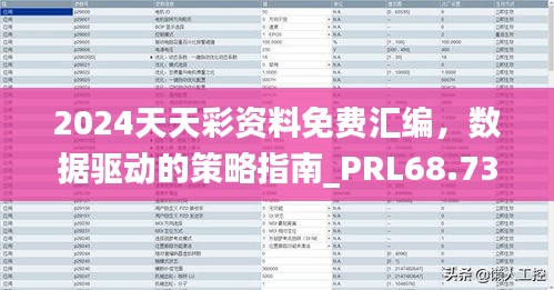 2024天天彩资料免费汇编，数据驱动的策略指南_PRL68.737轻松版