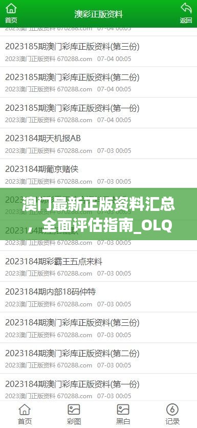 澳门最新正版资料汇总，全面评估指南_OLQ77.496珍藏版