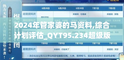 2024年管家婆的马资料,综合计划评估_QYT95.234超级版