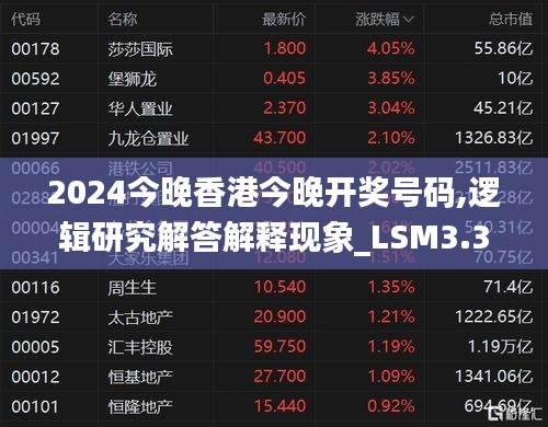 2024今晚香港今晚开奖号码,逻辑研究解答解释现象_LSM3.36.58职业版