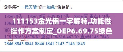 111153金光佛一字解特,功能性操作方案制定_OEP6.69.75绿色版