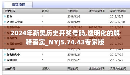 2024年新奥历史开奖号码,透明化的解释落实_NYJ5.74.43专家版