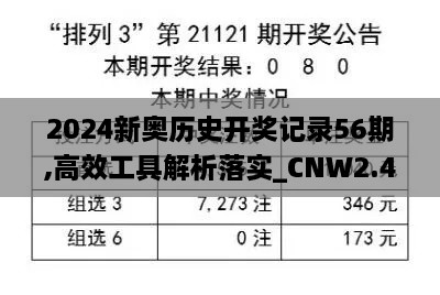 2024新奥历史开奖记录56期,高效工具解析落实_CNW2.41.71创新版