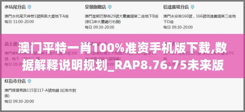 澳门平特一肖100%准资手机版下载,数据解释说明规划_RAP8.76.75未来版