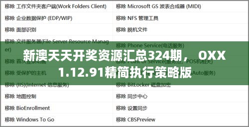 新澳天天开奖资源汇总324期， OXX1.12.91精简执行策略版