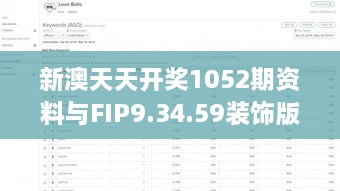 新澳天天开奖1052期资料与FIP9.34.59装饰版战略优化计划