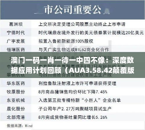 澳门一码一肖一待一中四不像：深度数据应用计划回顾（AUA3.58.42颠覆版）