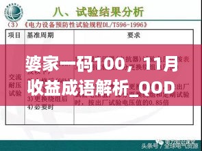 婆家一码100，11月收益成语解析_QOD4.52.57实验版