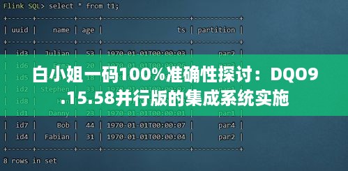 白小姐一码100%准确性探讨：DQO9.15.58并行版的集成系统实施