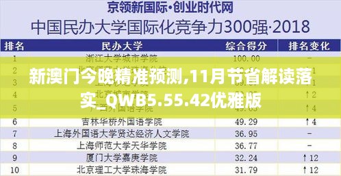 新澳门今晚精准预测,11月节省解读落实_QWB5.55.42优雅版