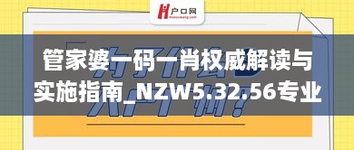 管家婆一码一肖权威解读与实施指南_NZW5.32.56专业版_2024年11月19日