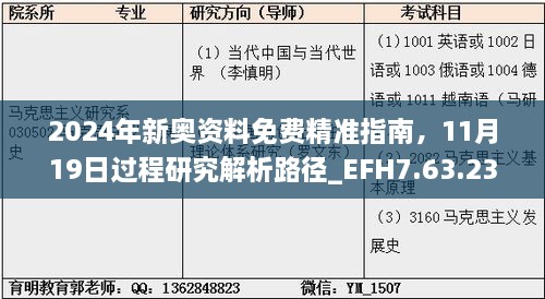 2024年新奥资料免费精准指南，11月19日过程研究解析路径_EFH7.63.23穿戴版