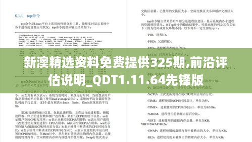 新澳精选资料免费提供325期,前沿评估说明_QDT1.11.64先锋版