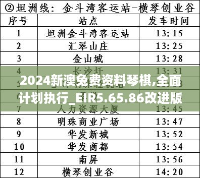 2024新澳兔费资料琴棋,全面计划执行_EIR5.65.86改进版