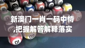 新澳门一肖一码中恃,把握解答解释落实_NCR7.70.92专业版