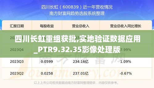 四川长虹重组获批,实地验证数据应用_PTR9.32.35影像处理版