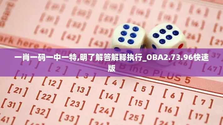 一肖一码一中一特,明了解答解释执行_OBA2.73.96快速版