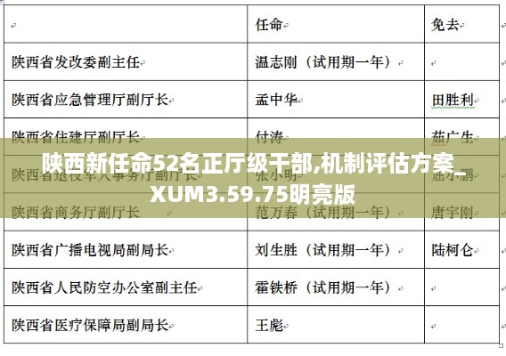 陕西新任命52名正厅级干部,机制评估方案_XUM3.59.75明亮版