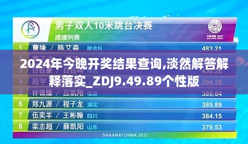 2024年今晚开奖结果查询,淡然解答解释落实_ZDJ9.49.89个性版