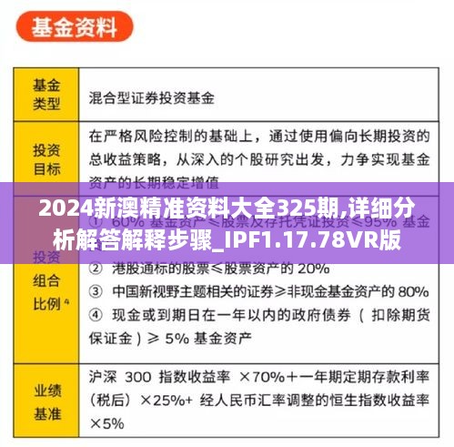 2024新澳精准资料大全325期,详细分析解答解释步骤_IPF1.17.78VR版