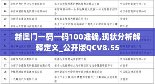 新澳门一码一码100准确,现状分析解释定义_公开版QCV8.55