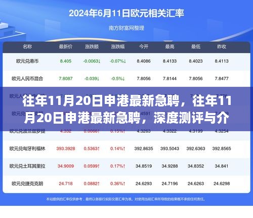 往年11月20日申港最新急聘，往年11月20日申港最新急聘，深度测评与介绍