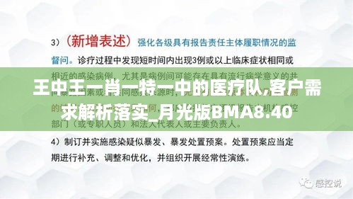 王中王一肖一特一中的医疗队,客户需求解析落实_月光版BMA8.40