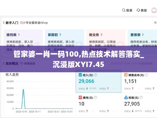 管家婆一肖一码100,热点技术解答落实_沉浸版XYI7.45