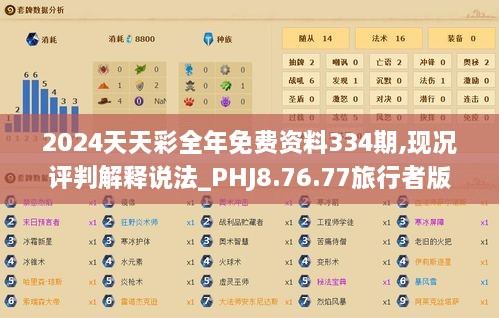 2024天天彩全年免费资料334期,现况评判解释说法_PHJ8.76.77旅行者版