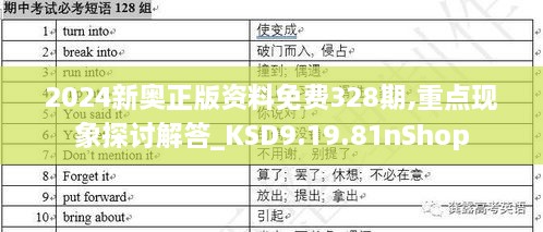 2024新奥正版资料免费328期,重点现象探讨解答_KSD9.19.81nShop