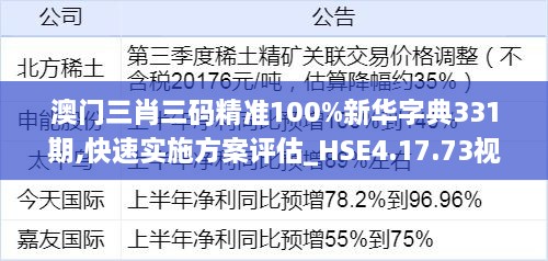 澳门三肖三码精准100%新华字典331期,快速实施方案评估_HSE4.17.73视频版