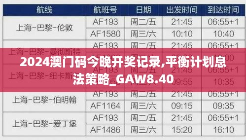 2024澳门码今晚开奖记录,平衡计划息法策略_GAW8.40