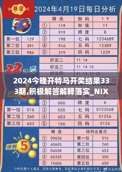 2024今晚开特马开奖结果333期,积极解答解释落实_NIX1.62.57传承版