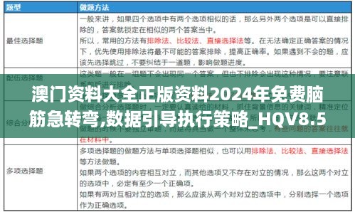 澳门资料大全正版资料2024年免费脑筋急转弯,数据引导执行策略_HQV8.5