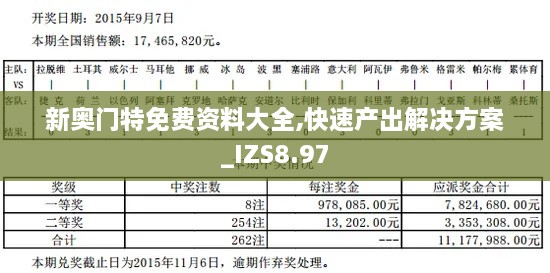 新奥门特免费资料大全,快速产出解决方案_IZS8.97