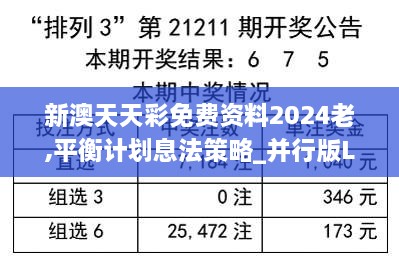 新澳天天彩免费资料2024老,平衡计划息法策略_并行版LCI2.35