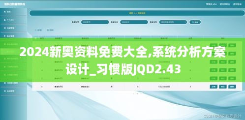 2024新奥资料免费大全,系统分析方案设计_习惯版JQD2.43