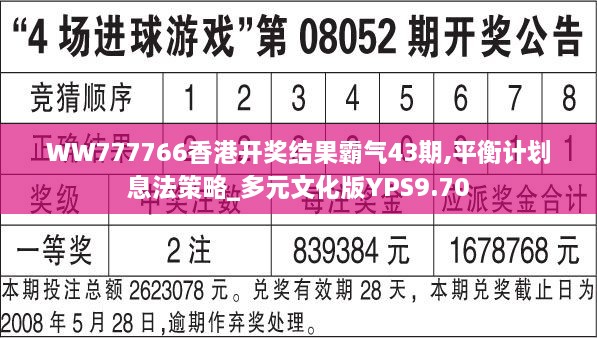 WW777766香港开奖结果霸气43期,平衡计划息法策略_多元文化版YPS9.70