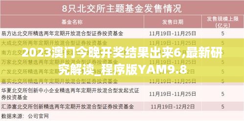 2023澳门今晚开奖结果出来6,最新研究解读_程序版YAM9.8