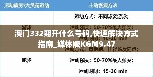 澳门332期开什么号码,快速解决方式指南_媒体版KGM9.47