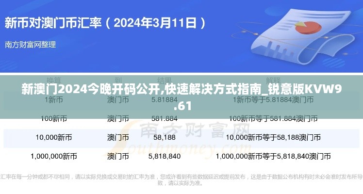 新澳门2024今晚开码公开,快速解决方式指南_锐意版KVW9.61