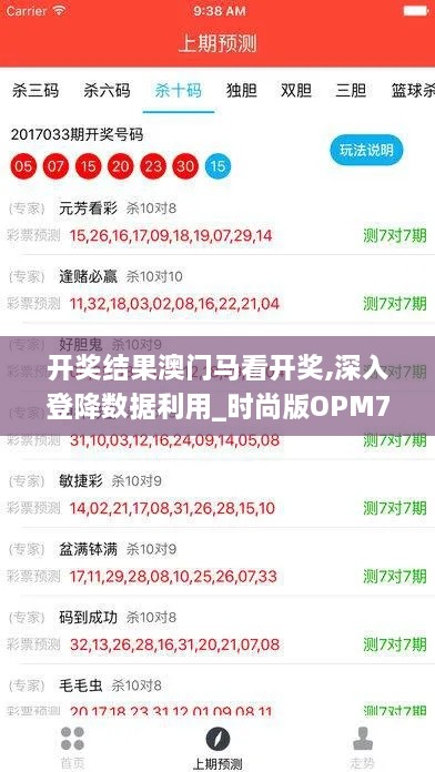 开奖结果澳门马看开奖,深入登降数据利用_时尚版OPM7.77