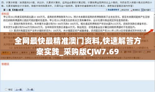 全网最快最精准澳门资料,快速解答方案实践_采购版CJW7.69