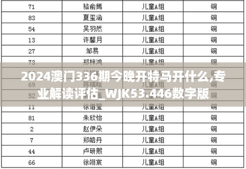 2024澳门336期今晚开特马开什么,专业解读评估_WJK53.446数字版