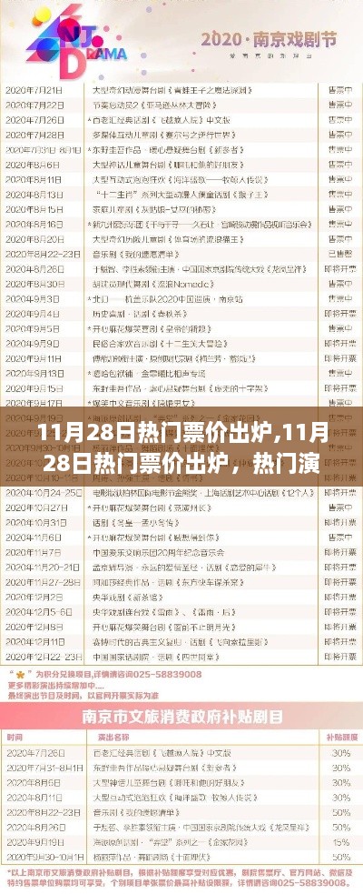 11月28日热门演出票价揭晓，观点碰撞背后的热议焦点